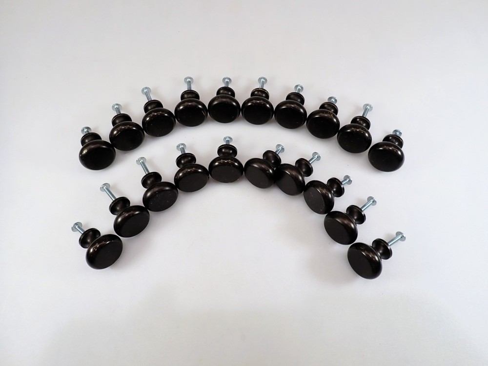 Vintage Solid Brass Cabinet Knobs Lot of 20 Oil Rubbed Bronze Dresser Pulls NOS