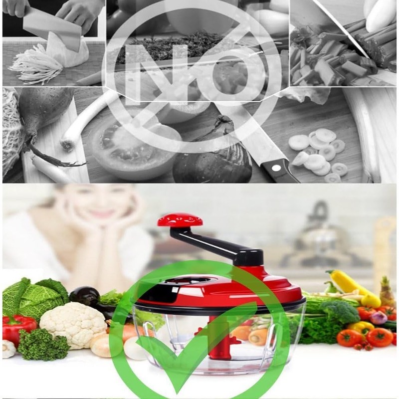 Multi-Functional Manual Food Processor,8 Cup Hand-powered Crank Chopper,Mince... gallery