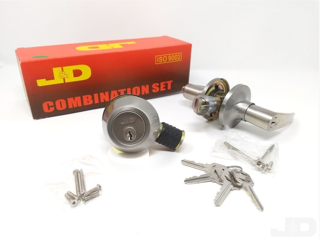 MOBILE HOME PARTS ENTRY LEVER LOCK AND DEADBOLT SET WITH 4 KEYS BRUSHED NICKLE gallery