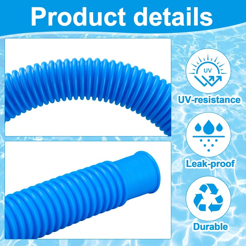 2 Pack Pool Pump Hoses for Above Ground Pools 1.25 inches x 59 inches, Blue gallery