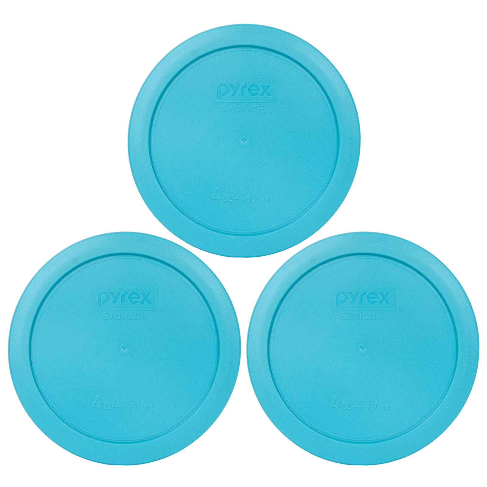 Pyrex 7201-PC 6" Surf Blue Plastic Storage Cover Lid 3PK for 4 Cup Glass Bowl gallery