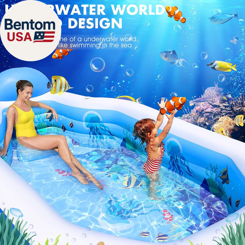 Inflatable Pool with Canopy, Large Inflatable Swimming Pool for Kids,Adult, Blow gallery