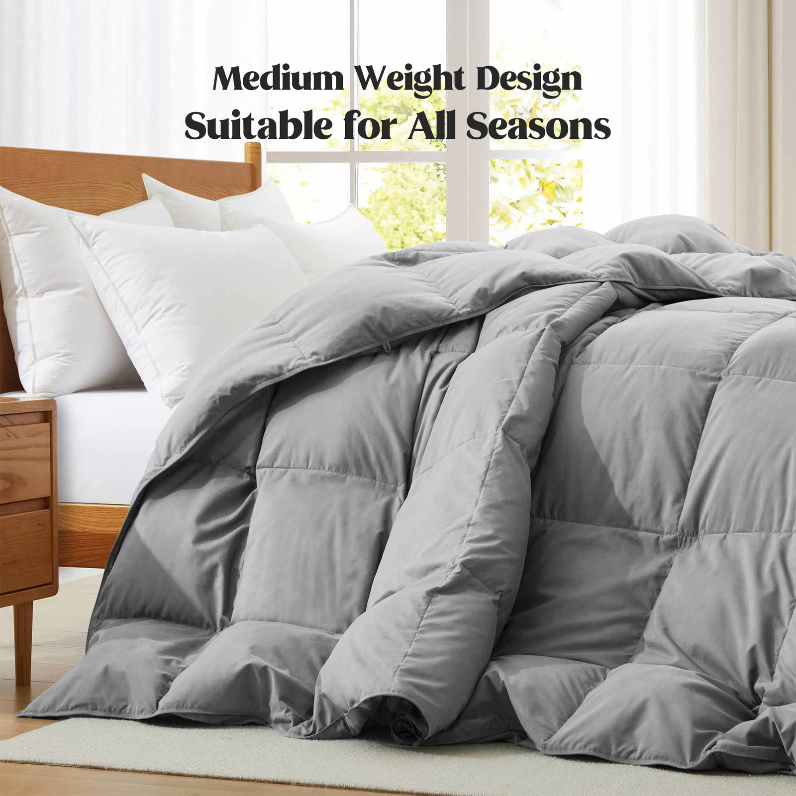 Peace Nest Down Feather Fiber Comforter All Season Super Soft Shell Dark Grey gallery