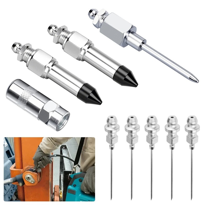 9Pcs Grease Needle Nozzle Kit for Precision Lubrication Maintenance with Adapter gallery