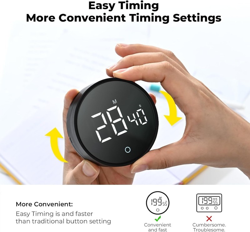 Digital Kitchen Timer Large LED Display 199 Min Countdown Temporizador Magnético gallery