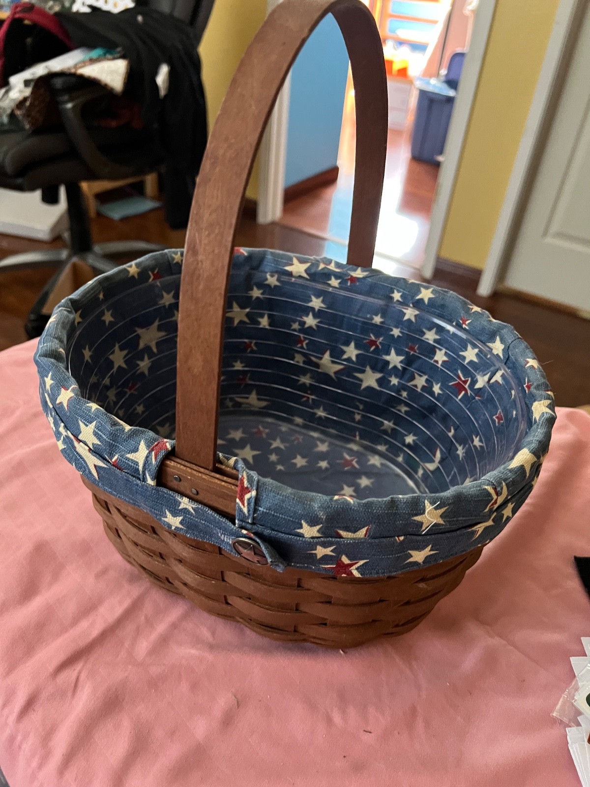 2008 Longaberger Rich Brown Oval Spring Basket With 2 Hard Protector and liner gallery
