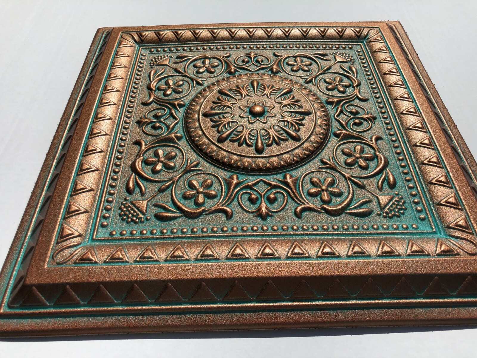 Ceiling Tiles Panels, Glue Up, Decorative, Foam, MAGIC Copper Patina, 70 pieces gallery