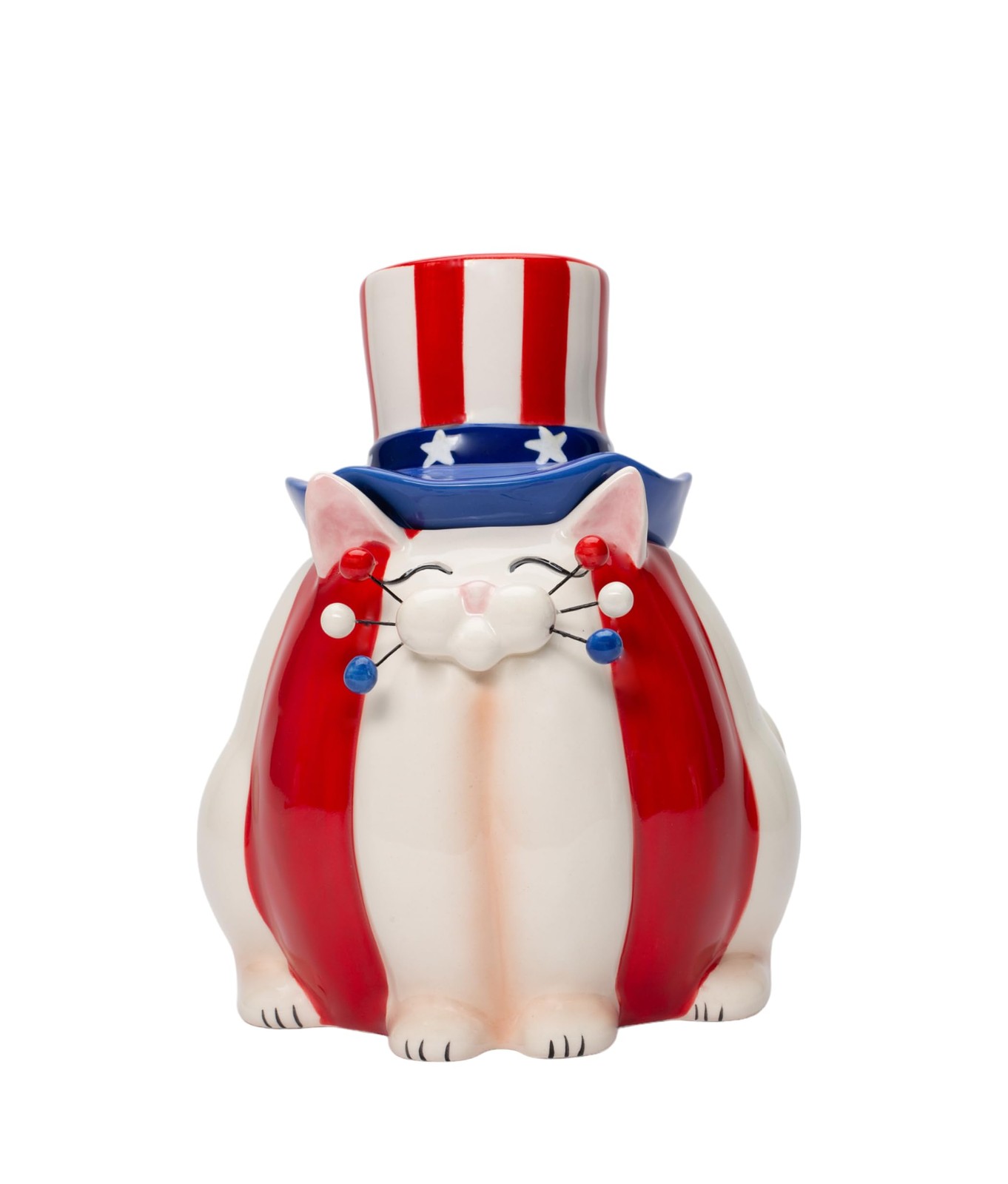 Cosmos Gifts Fine Ceramic Red White Blue Patriotic Whisker Cat Candy Jar By Amy gallery