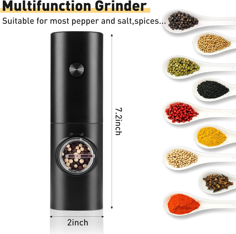 Electric Pepper Grinder or Salt Mill, Battery Powered Automatic Pepper Mill, Cer gallery