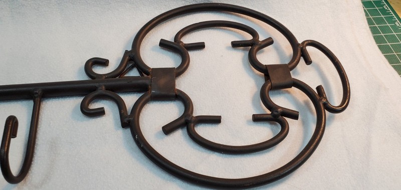 Wall Mounted Rustic Metal Key Holder Brown/Black 4 hooks 20" X 6.5" gallery