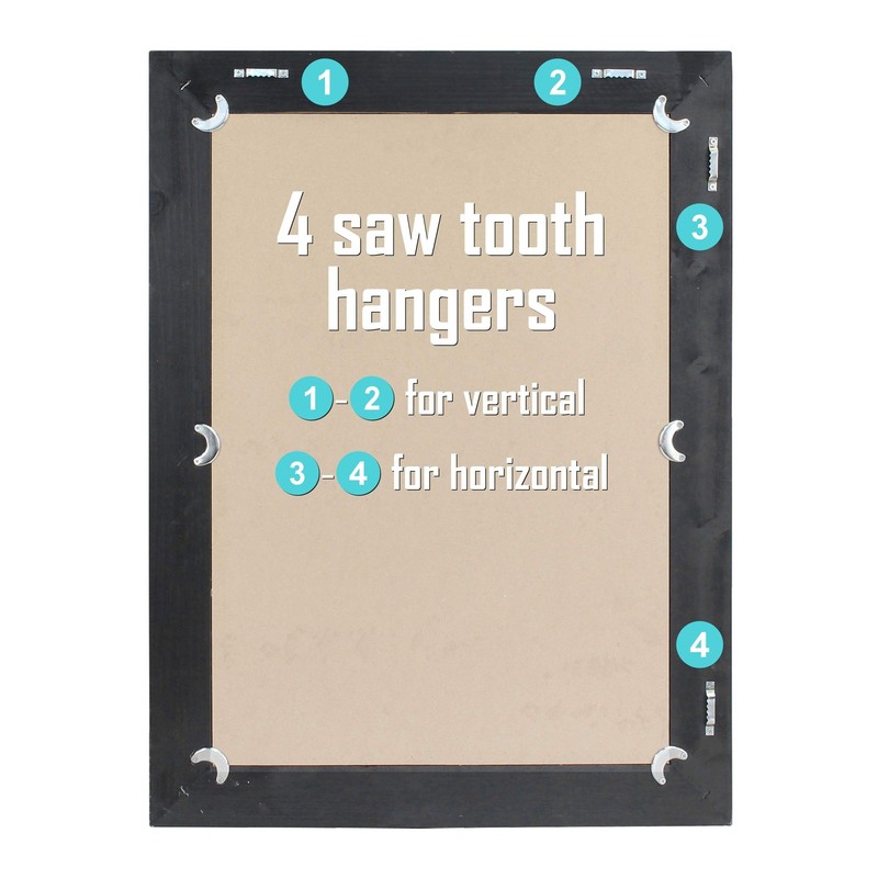 Stonebriar 24" x 18" Rectangle Black Wood Frame Wall Mirror with Attached Han... gallery