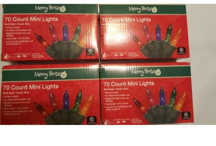 4 ct Merry Brite Lot 70ct Multi Color Mini String Lights Christmas Holiday Set gallery
