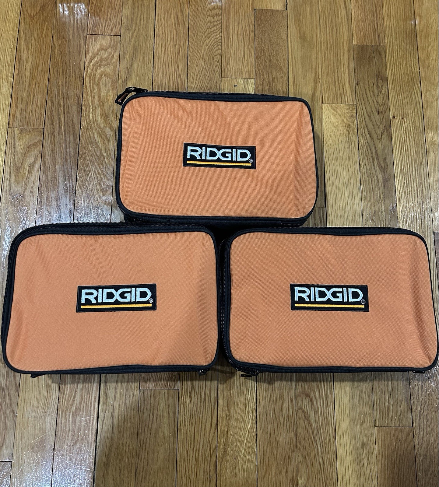 THREE (3) GENUINE RIDGID ORANGE TOOL BAGS 11 x 7 x 3.5" ZIPPERED SOFT CASES NEW gallery