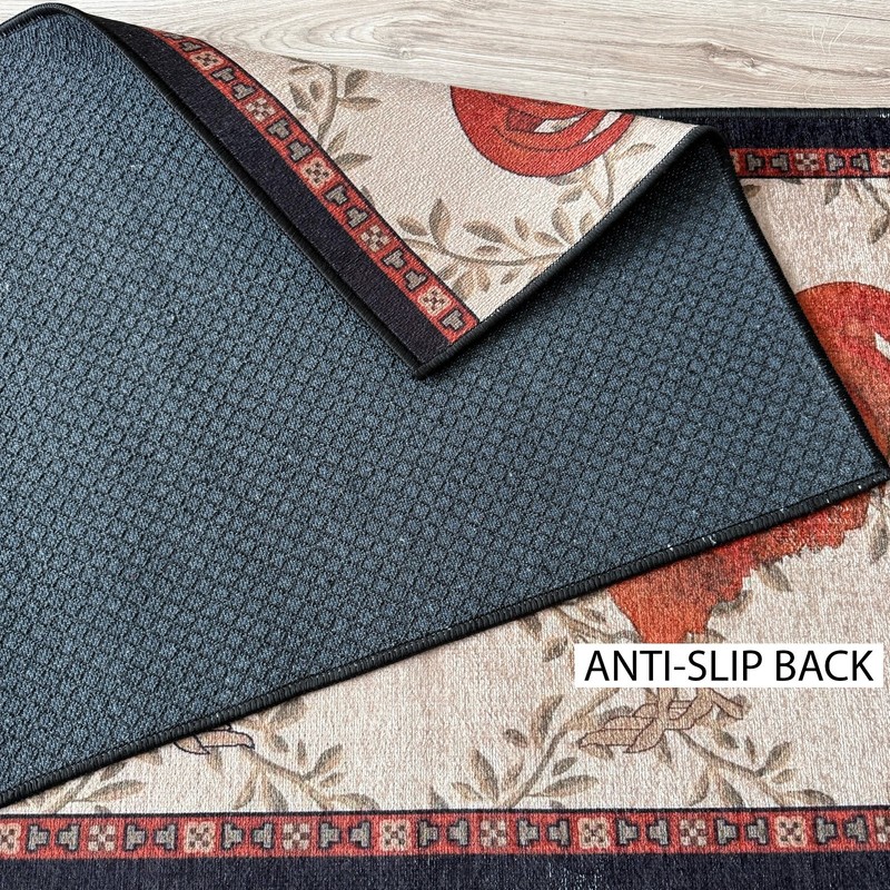Classic Oriental Custom Size Antibacterial Red Slip Resistant Rug 26"/31"/36" W gallery