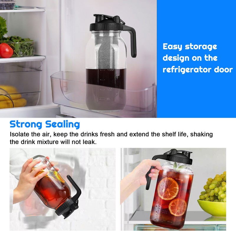 64oz Cold Brew Coffee Maker Iced Coffee Maker Mason Jar w/Stainless Steel Filter gallery