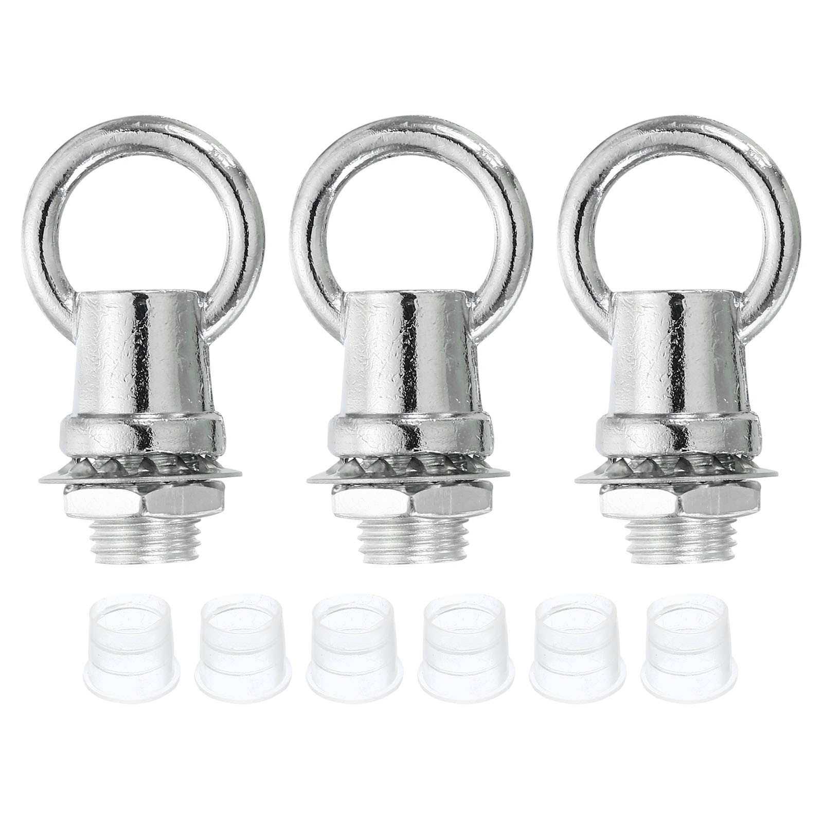 3set 8kg M10 Thread Lifting Eye Nut Female Loop Holder 14mm Hook Ring Silver gallery