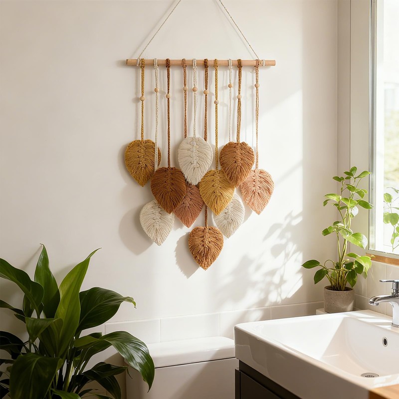 Macrame Wall Hanging Leaves Wall Decor,Boho Wall Art Tapestry Home Decor for ... gallery