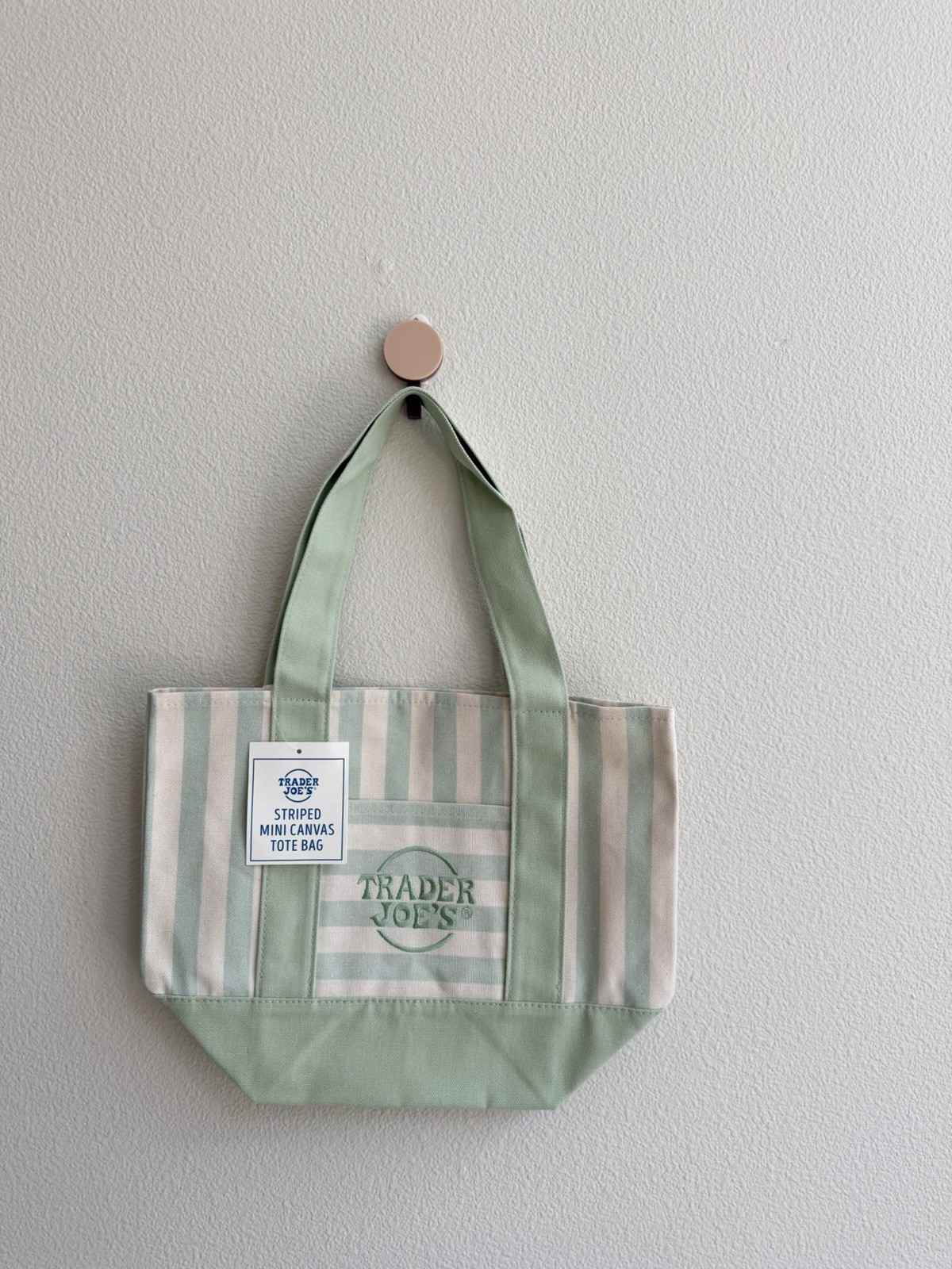 Trader Joe’s 2026 Striped Mini Pastel Canvas Tote Bags - Green - READY TO SHIP gallery
