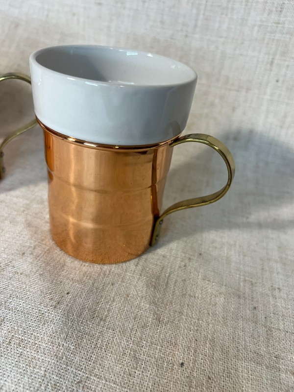 DAEWOO 4 COPPER/CERAMIC COFFEE MUG SET~Glasses*Tumblers gallery