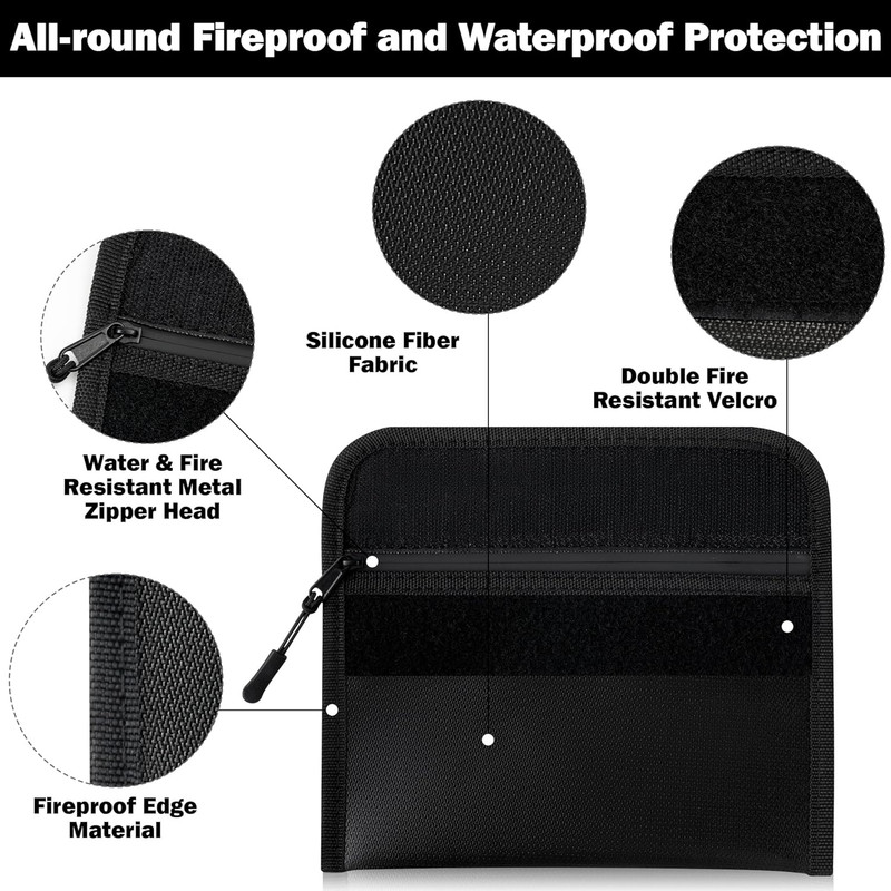 Fireproof Waterproof Document Bag - 5200°F Water Resistant Fire Proof Money Bag, gallery