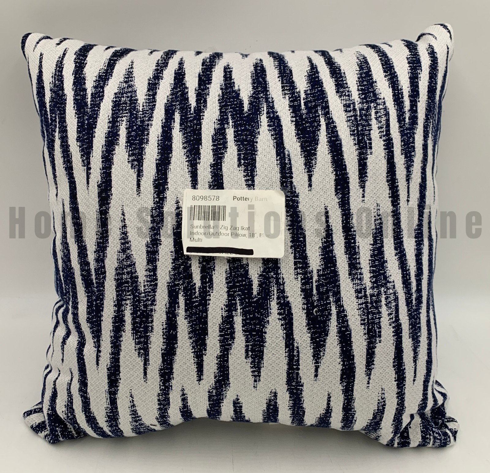 Pottery Barn Sunbrella® Zig Zag Ikat Indoor Outdoor Pillow Blue 18" Sq #U3021 gallery