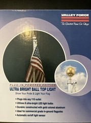 Flagpole 3” Ball Top Light Plug In Powered Valley Forge New In Box