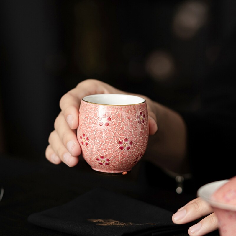 80ml China Creative Tea Cup Wintersweet Relief Chinese Master Cup Ceramic Mug gallery