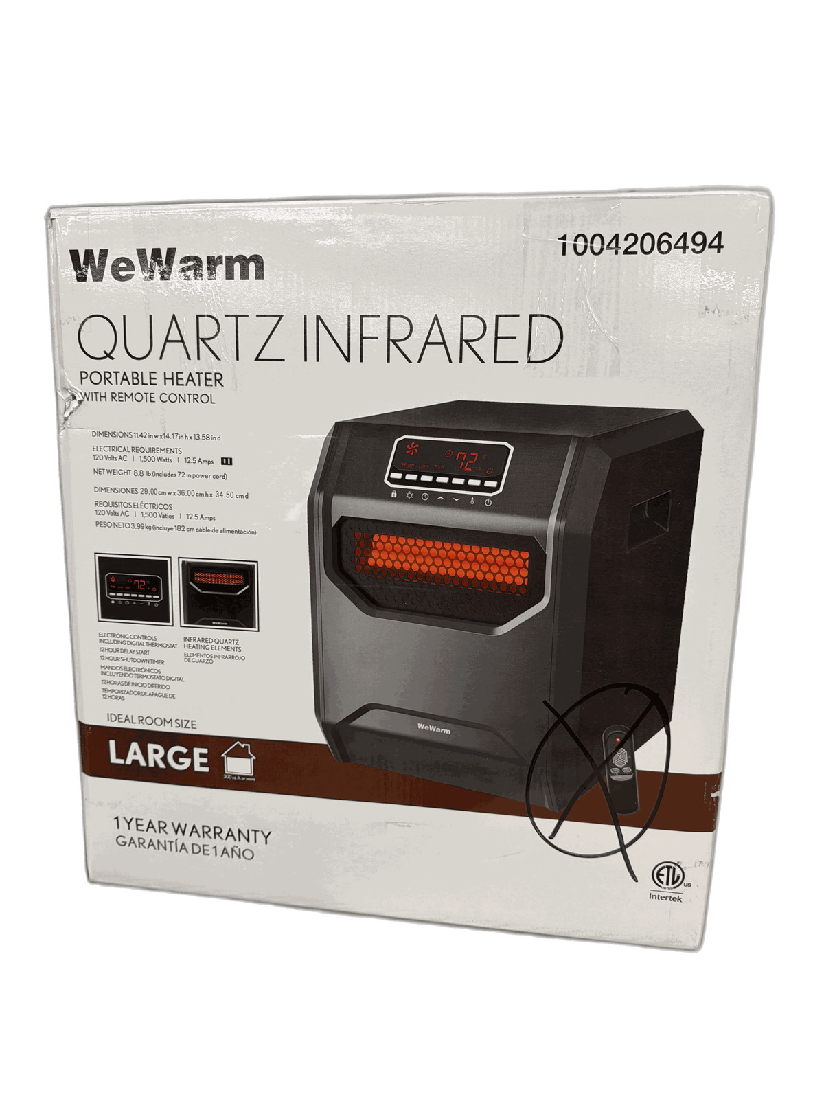 WeWarm Electric 6 Element Infrared Space Heater Black Plastic NO REMOTE gallery