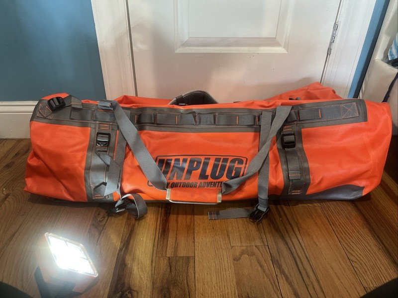UNPLUG Ultimate Adventure Bag 155L  Orange/Gray Hiking Backpack Adjustable Strap