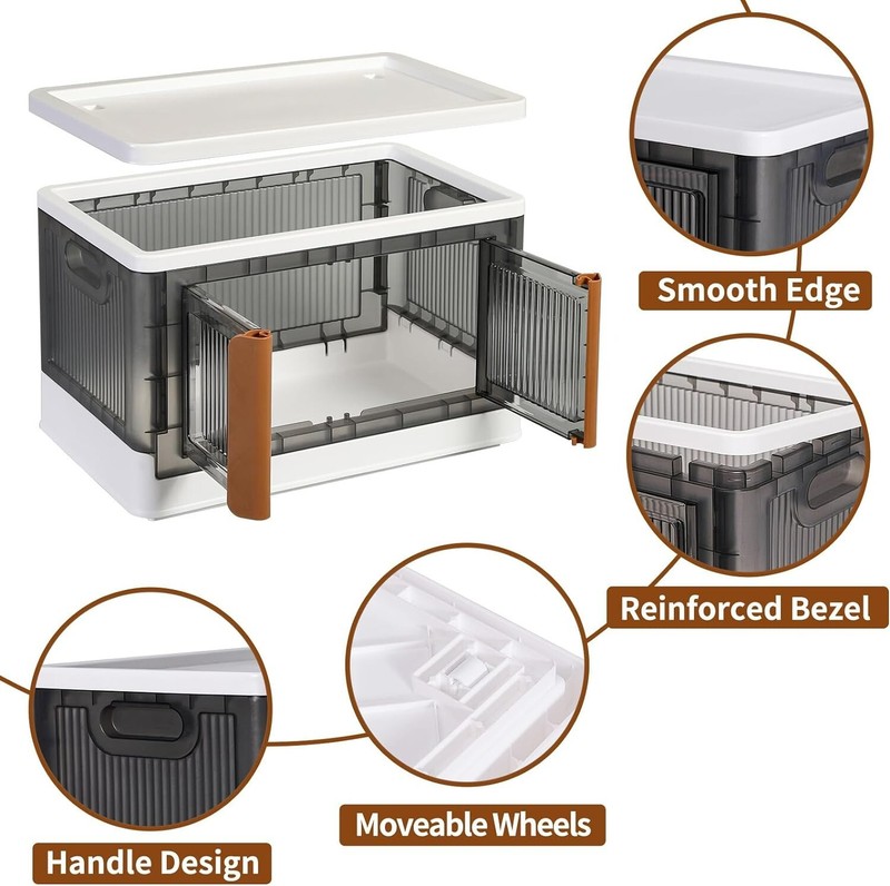 3 Pack - Collapsible Stackable Plastic Storage Bins - With Doors - 25 Gal. gallery