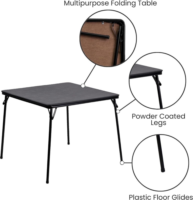Madelyn 33.5" Square Folding Multipurpose Card Table with Padded Vinyl Top gallery