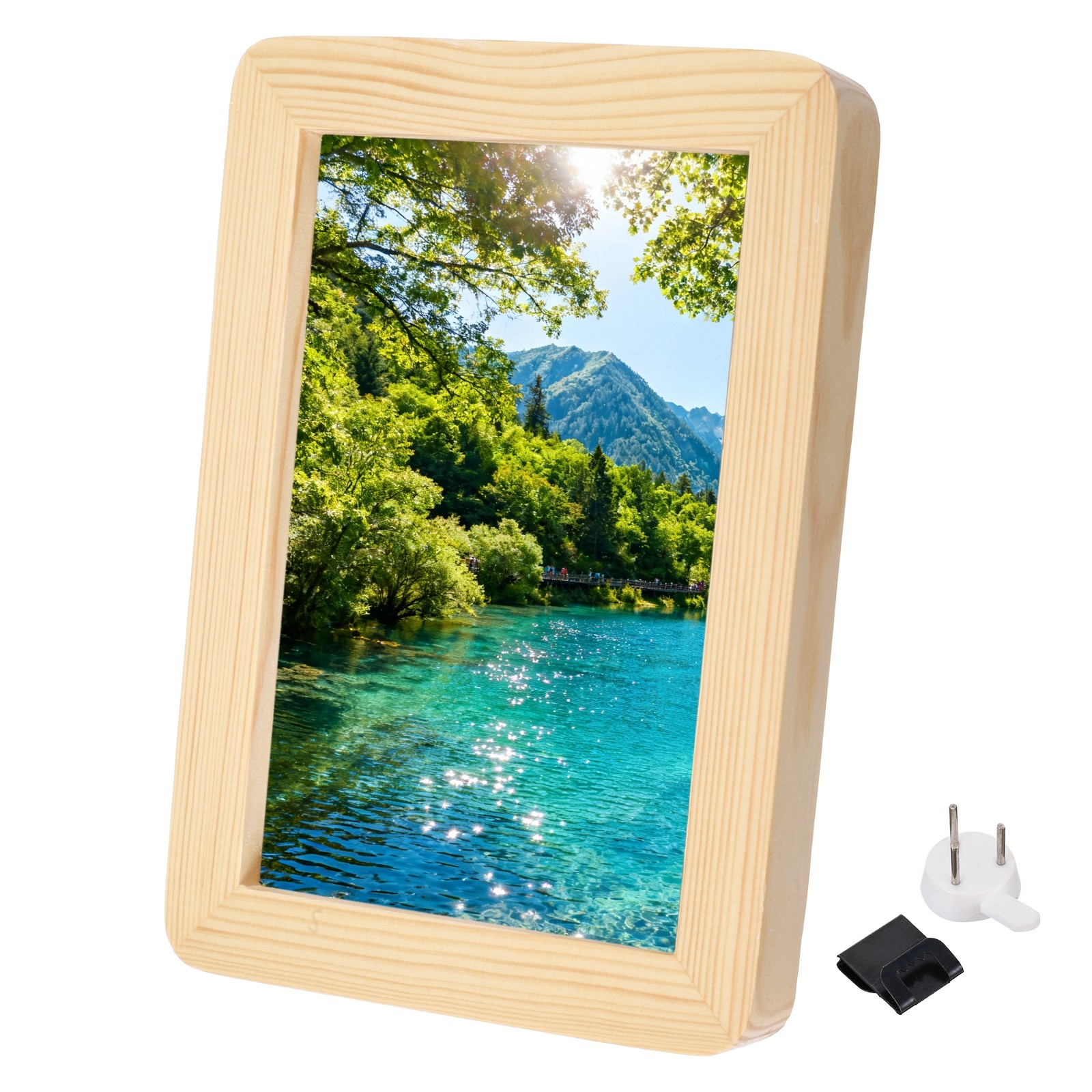 8.1"x6.2" Natural Wood Color Rectangle Wood Photo Frame Rounded Corner Design gallery