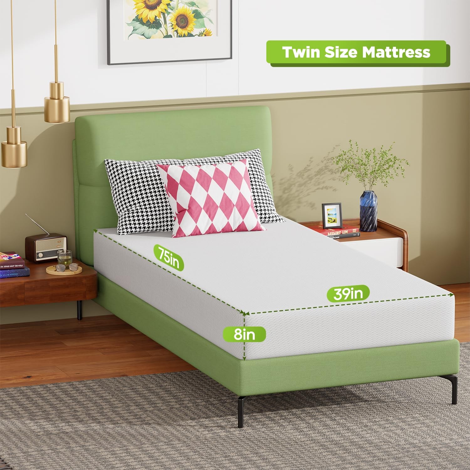 FDW 8 Inch Twin Mattress, Base Foam, Medium Firm Support, Breathable & Comfor... gallery