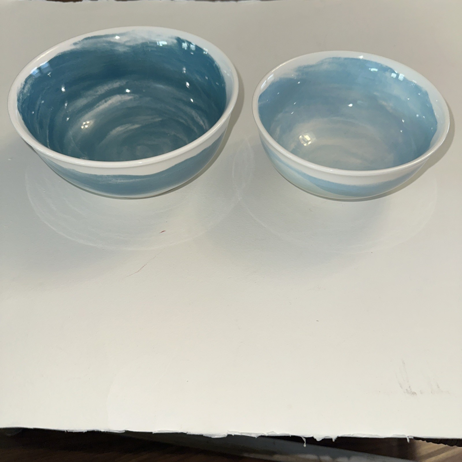 PEPPER + VETIVER BLUE/OFF WHITE OCEANA SET OF TWO NESTING BOWLS gallery