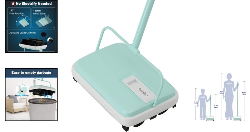 Compact & Eco-Friendly Carpet Sweeper - Lightweight, Quiet Care in Mint gallery