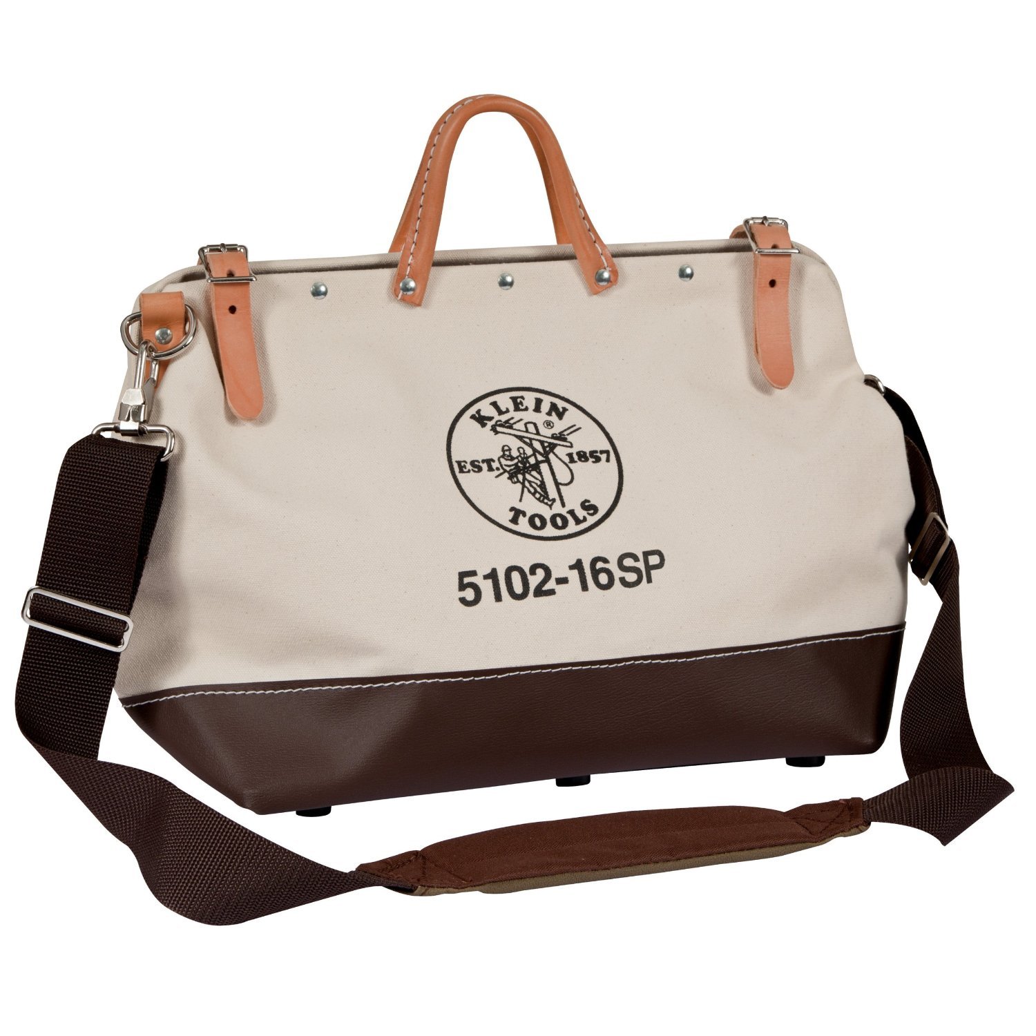 Klein Tools 5102-16SP Canvas Tool Bag, Deluxe, 16x6x14 In, 13 Pkt gallery