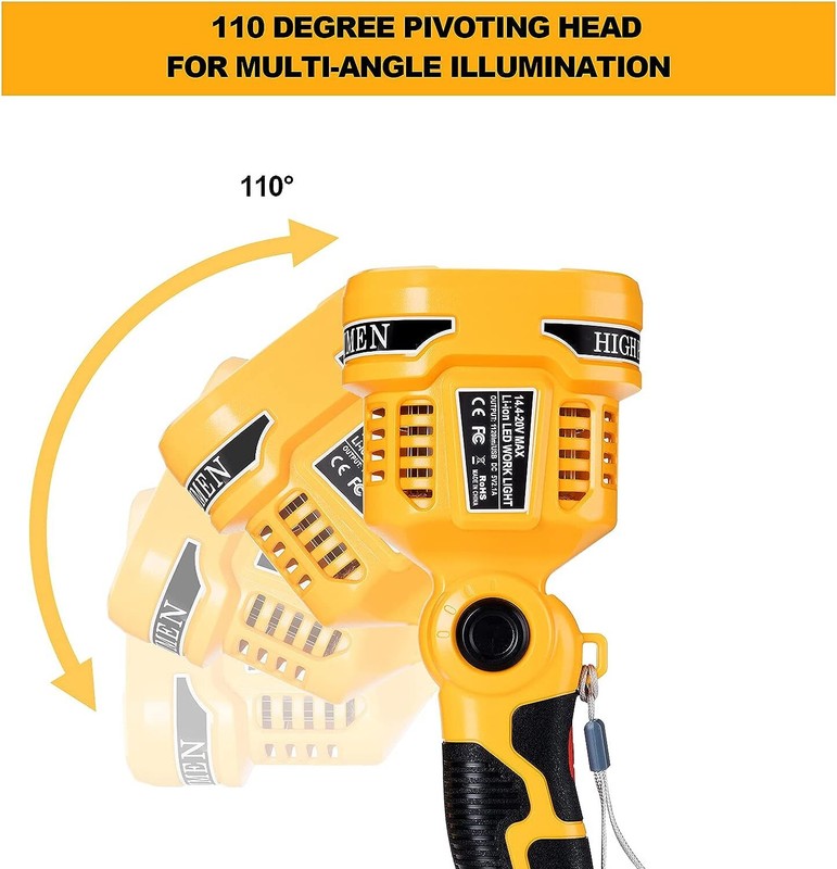 Flashlight Camping Spotlight Cordless LED Work Light for Dewalt 20V Max Battery gallery