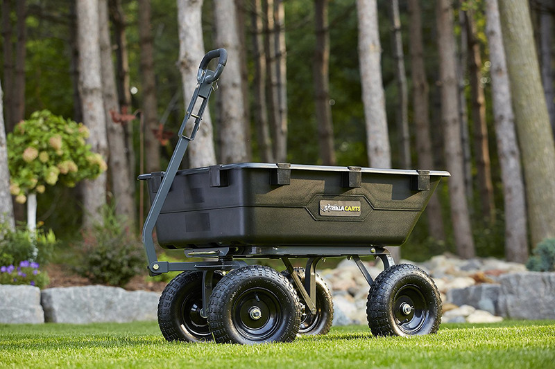 Gorilla Poly Dump Carts 1200-Lb Capacity 13" Tires 4-Wheeled Wagon Heavy-Duty gallery