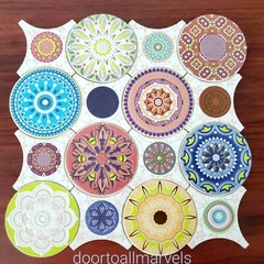 Mediterranean Ceramic Decorative Tile /Trivet Spain Pottery Art Floral Bohemian