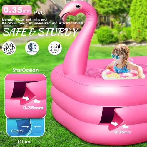 Inflatable Pool with Lights, Solar Flamingo Swimming Pool for Kids,Adults gallery
