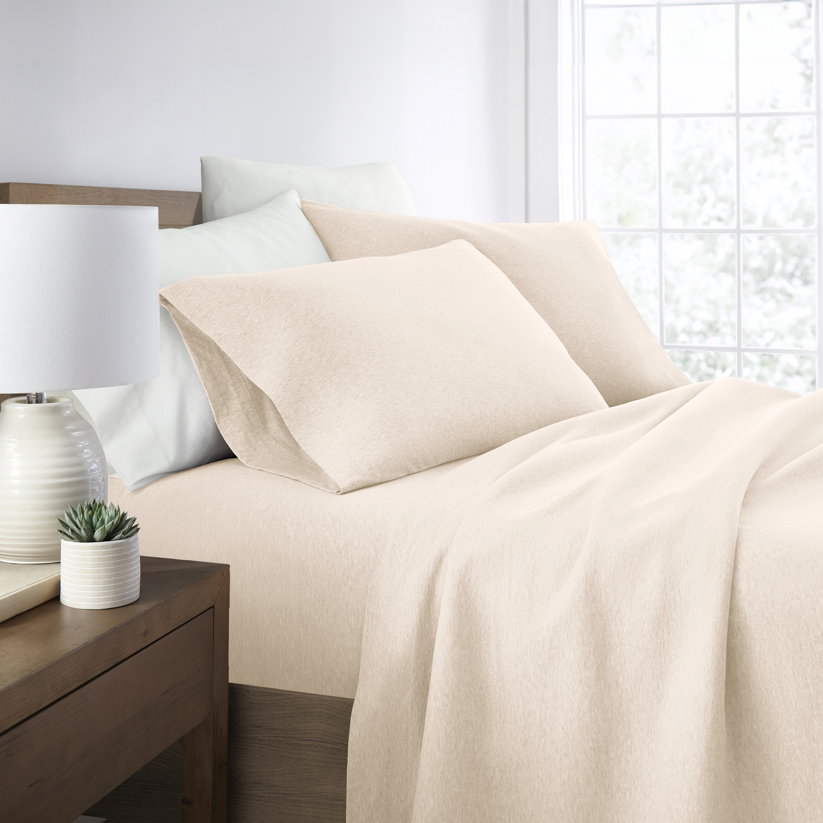 Jersey Knit Sheets - 100% Cotton - Ultra Soft - 4 Piece Sheet Set - Four Way ... gallery
