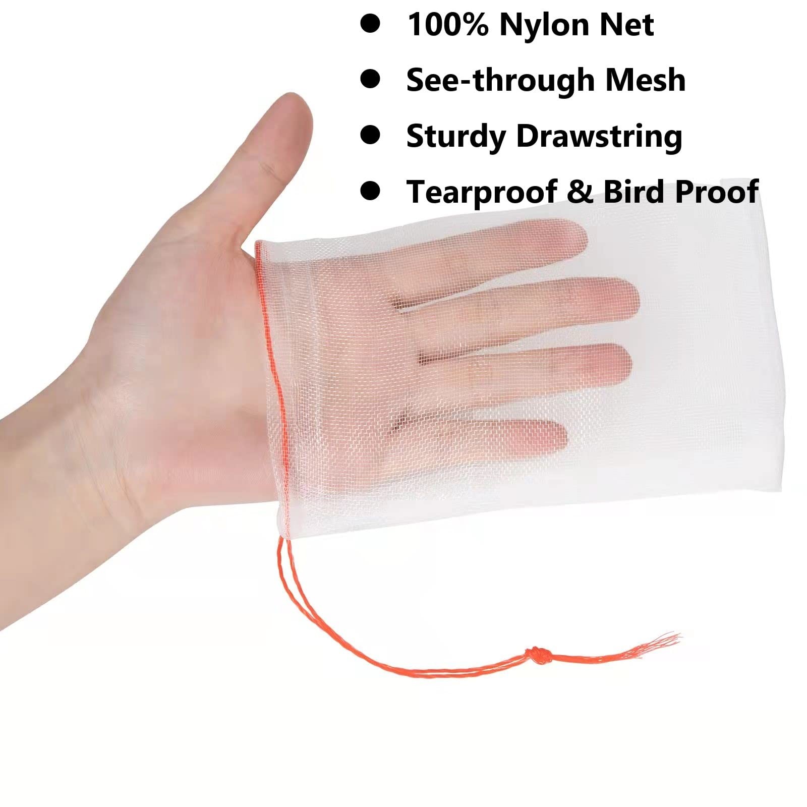 100Pcs Fruit Protection Bags 6x4 Garden Netting Bags with Drawstring Bag NEW gallery