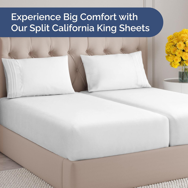 Split California King Bed Sheet Set - 5 Piece Split Cal King Size Sheets - Ultra gallery