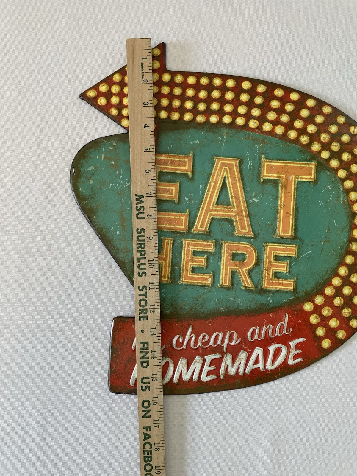 Retro Diner Kitchen Sign Plaque, "Eat Here" Vintage Old Fashioned Tin Wall Art gallery