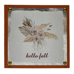CLEARANCE! hello fall tabletop sign square home office decor autumn cozy vibes