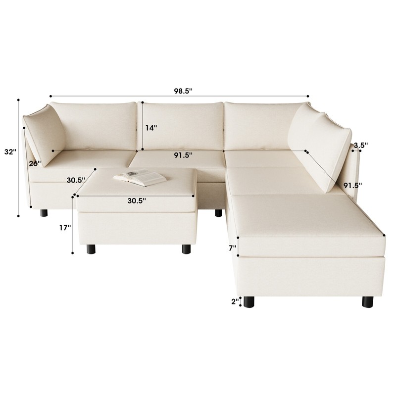 Modern U Shape Modular Sofa Convertible Sectional Couch with Storage Ottomans gallery