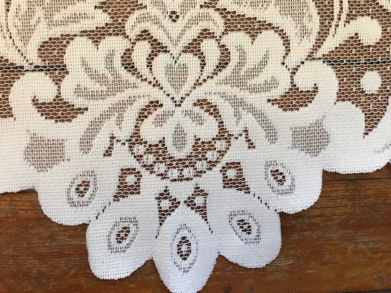 1 White Lace Valance Curtain Panel Floral 54” x 12 x 20 Scalloped Border gallery