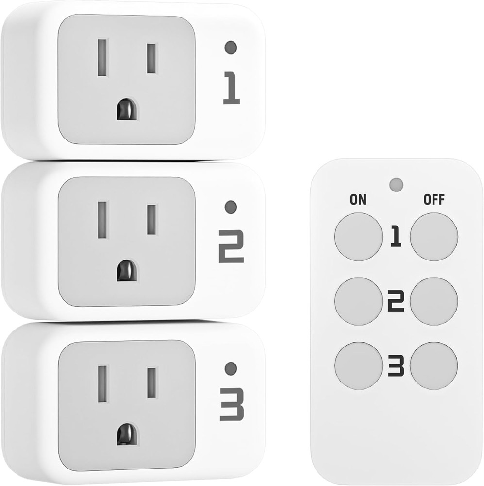 Remote Control Outlet, Electrical Light Switch, Plug in Wall Plug with On/Off S