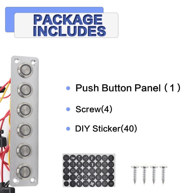 6 Gang Push Button Switch Panel Antioxidant Aluminum DC 12V Pre-Wired with Bl... gallery