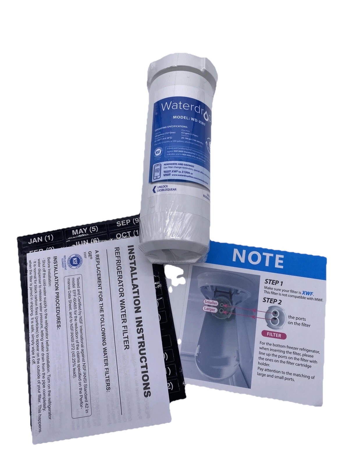 Waterdrop WD-XWF Replacement For GE XWF Refrigerator Water Filter New Sealed gallery